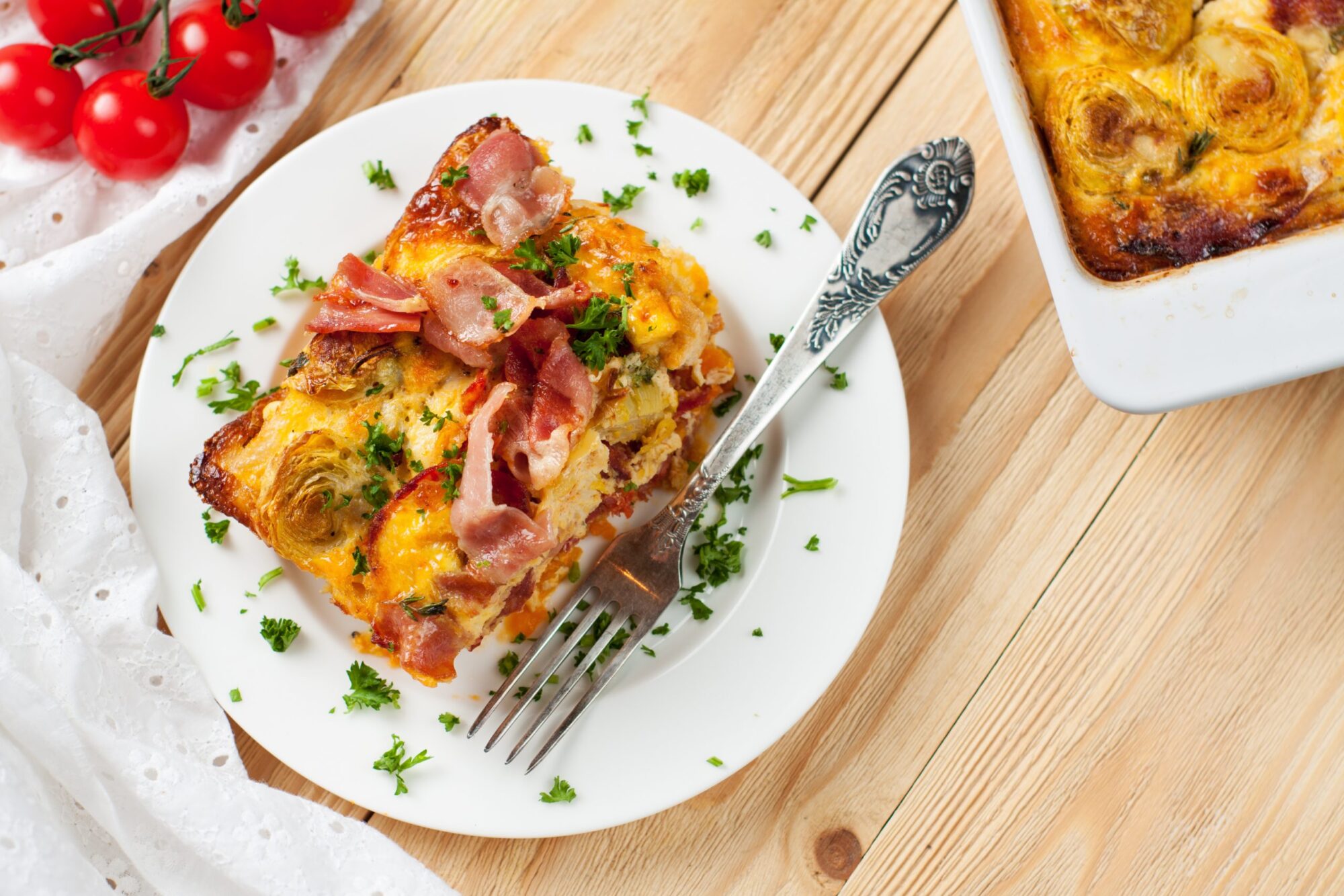 Apple, Bacon Queso Bread Pudding