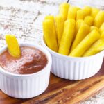 Ketchup Red Pepper Sauce with Herbed Polenta Fries