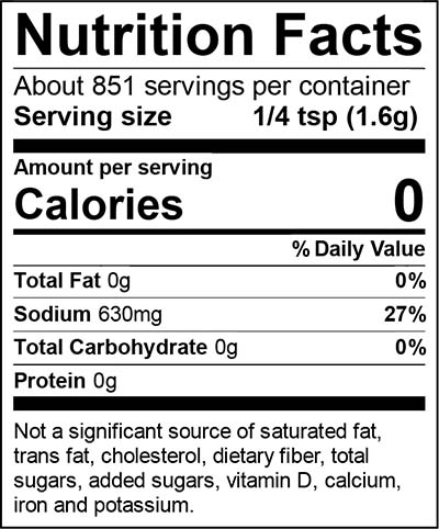 Mrs. Wages® Pickling & Canning Salt nutrition info
