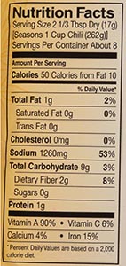 Mrs Wages Chili Base Nutrition Facts