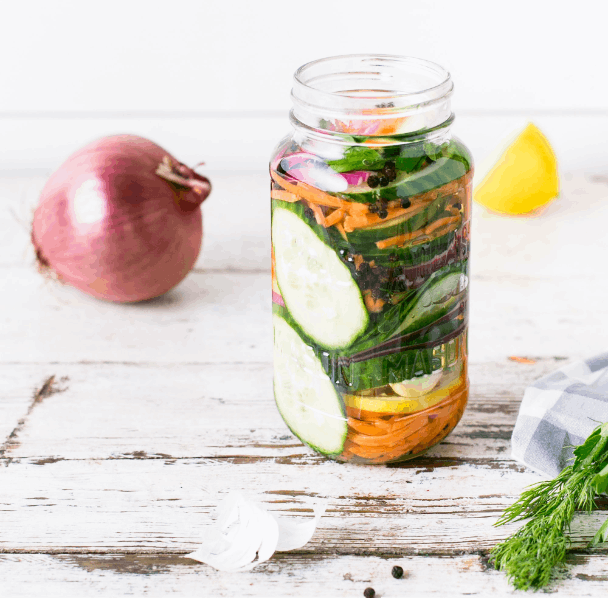 vegetables and pickling jar