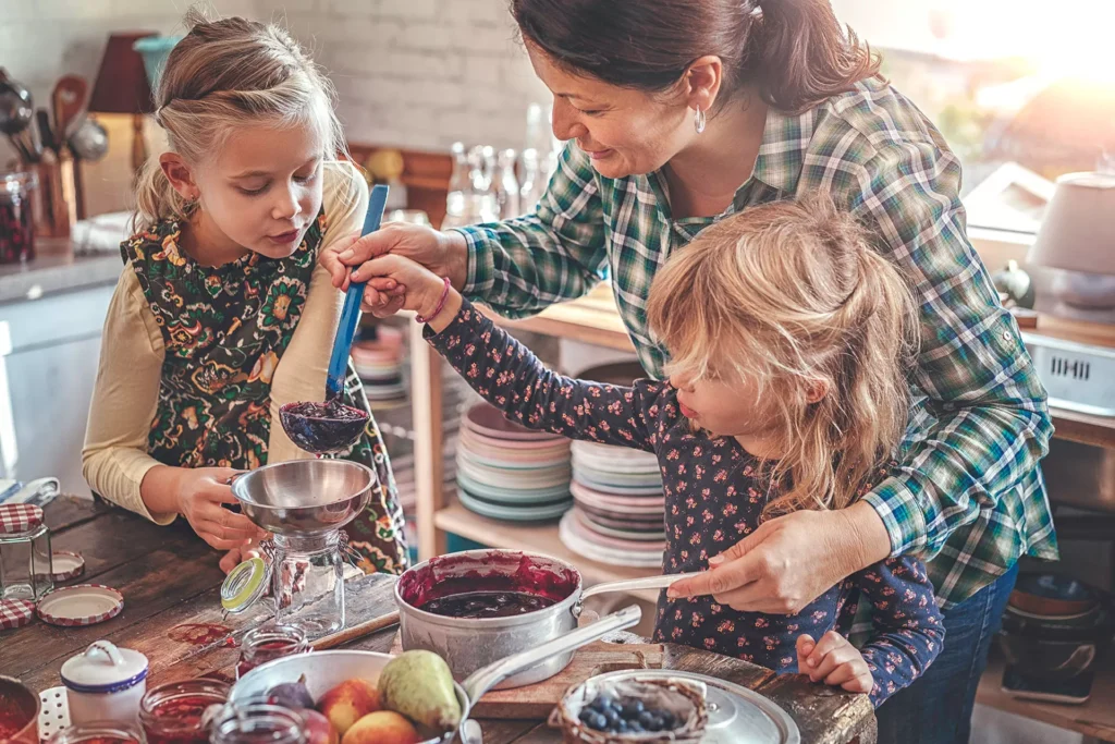 family making a jam